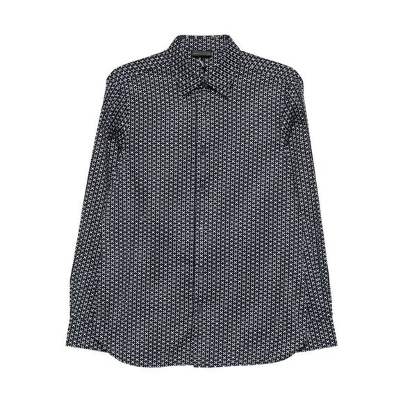 Emporio Armani Men's Stretch Cotton Shirt With Printed Pattern